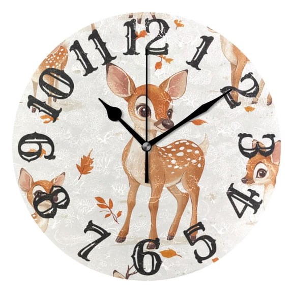 Pretty Deers Wall Clock 10 inch Non-Ticking Easy to Read Decorative Clocks for Home Bedroom Living Room