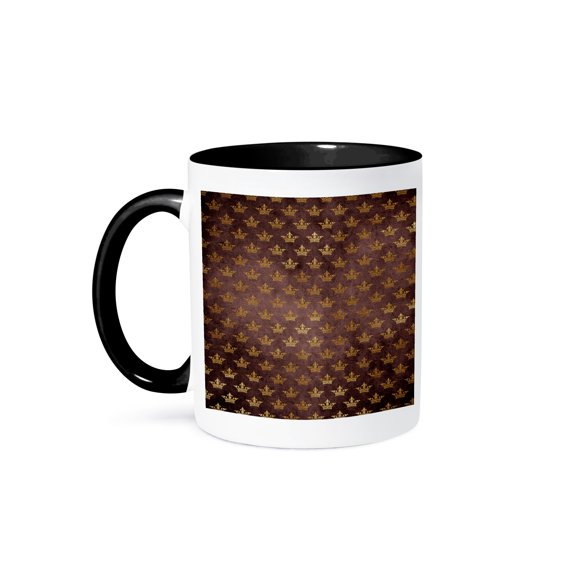 3drose, Pretty Faux Gold Crowns on Deep Pink Pattern, 11oz Two-tone Black Mug