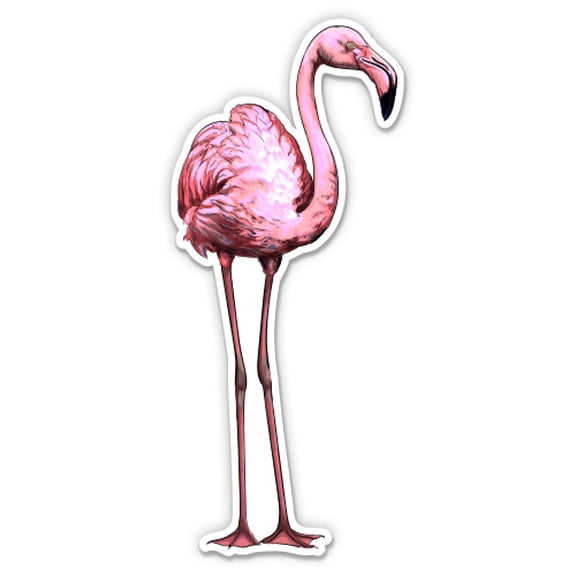 Pretty Flamingo Florida Tropical - 3" Vinyl Sticker - For Car Laptop Water Bottle Phone - Waterproof Decal