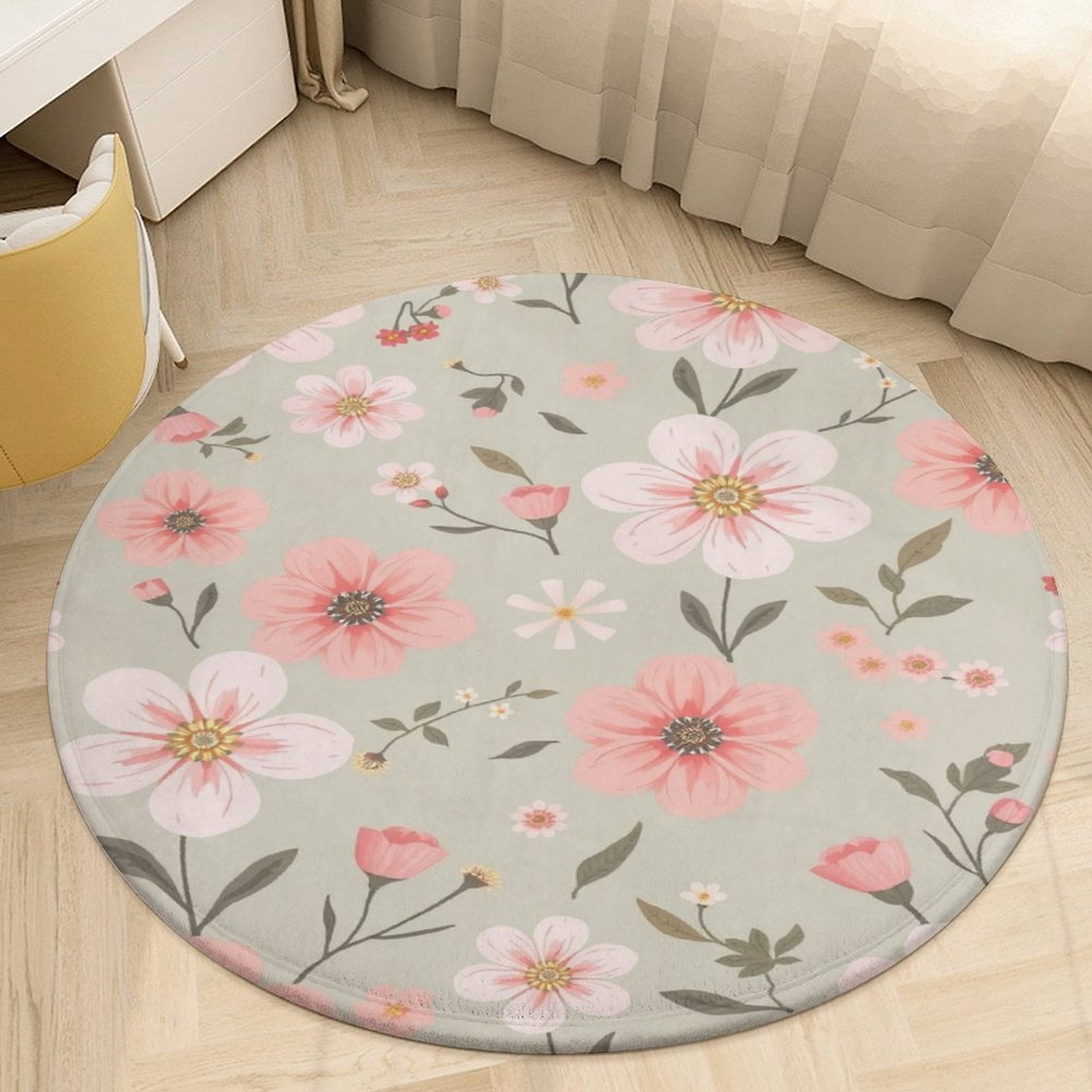 Pretty Floral Pattern Round Carpets Modern Living Room Ration Rugs ...
