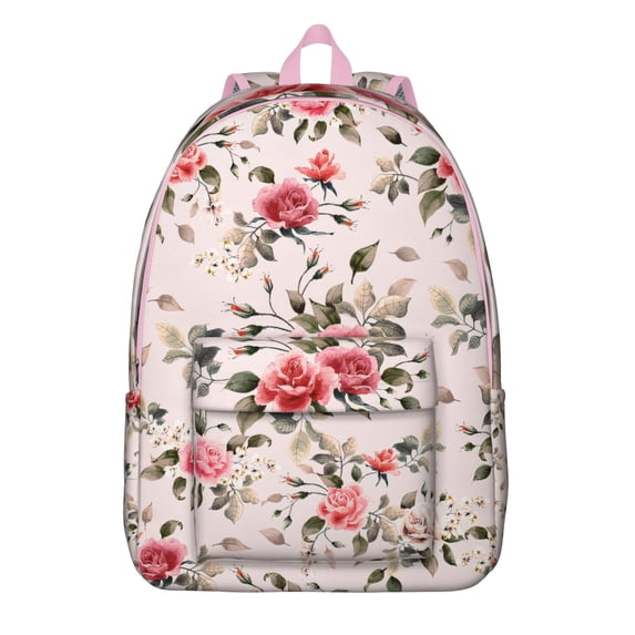Pretty Floral Print Backpack for School College High Capacity Bookbag with Laptop Pocket Durable Unisex Backpack Gift for Work Travel