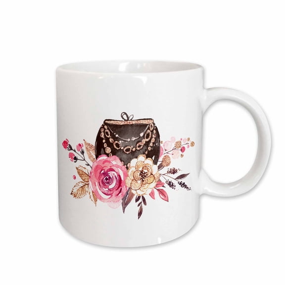 3drose, Pretty Floral Purse Illustration, 11oz Mug