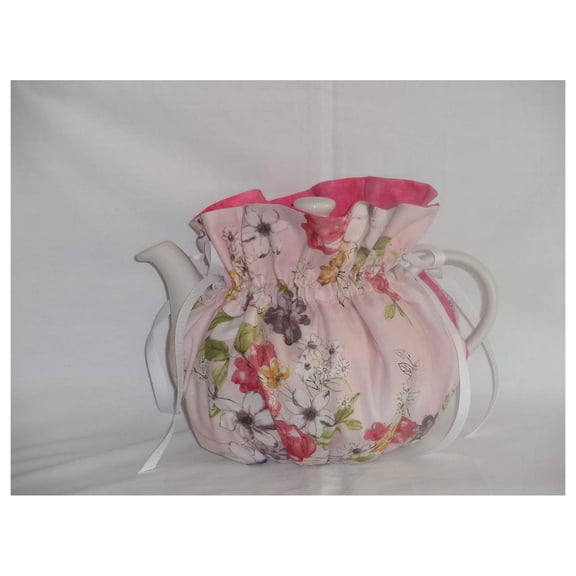 Pretty Floral on Pink 6 cup Reversible Teapot Cozy