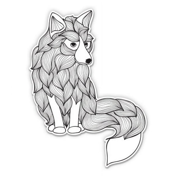 Pretty Fox Line Drawing - 3" Vinyl Sticker - For Car Laptop Water Bottle Phone - Waterproof Decal