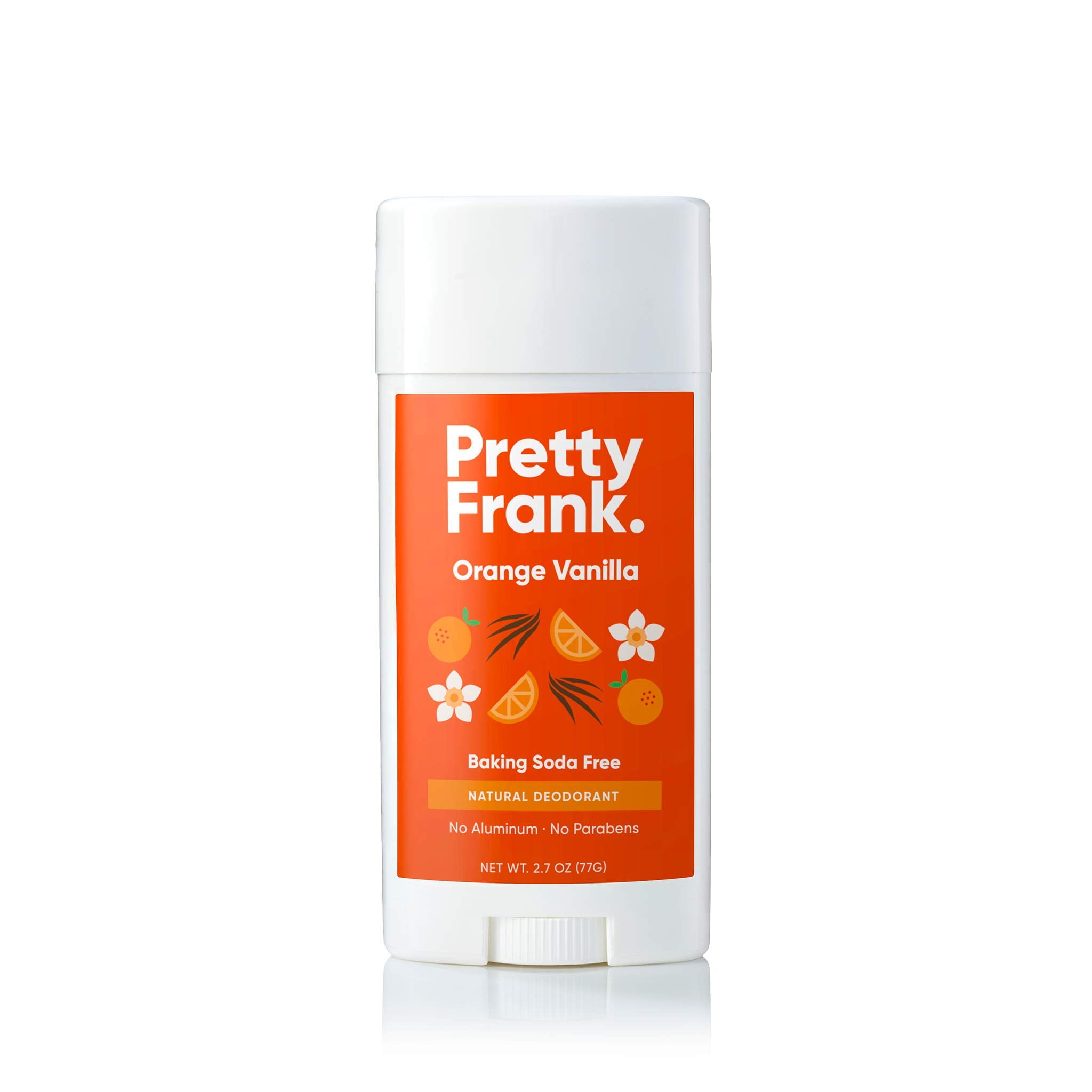 Pretty Frank Natural Aluminum-Free Deodorant Stick, Baking Soda-Free, Orange Vanilla (1-Pack) | Sensitive Skin Friendly, Effective Odor Control for Women & Men, Organic Ingredients and Essential Oils