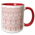 thumbnail image 1 of 3drose, Pretty French Country Damask in White over Pink Stripe, 11oz Two-tone Red Mug, 1 of 6