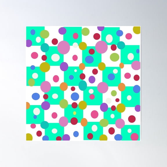 Pretty, Funky, Dotty Pattern Poster Wall Art, Modern Wall Decor For Living Room Bedroom, 24x24 UNFRAMED