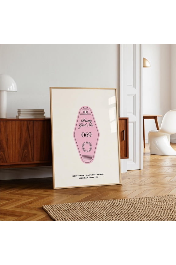 Pretty Girl Avenue Print, Pink Motel Keychain House Tour Wall Art Home Decor #707, Unframed Poster Size 8x12