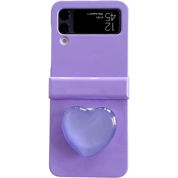 Pretty Girls Case for Galaxy Z Flip 3 with Crystal Love Kickstand, Cute Purple Case for Z Flip 3 Full Protection, Women Case Fashion Design for Z Flip 3