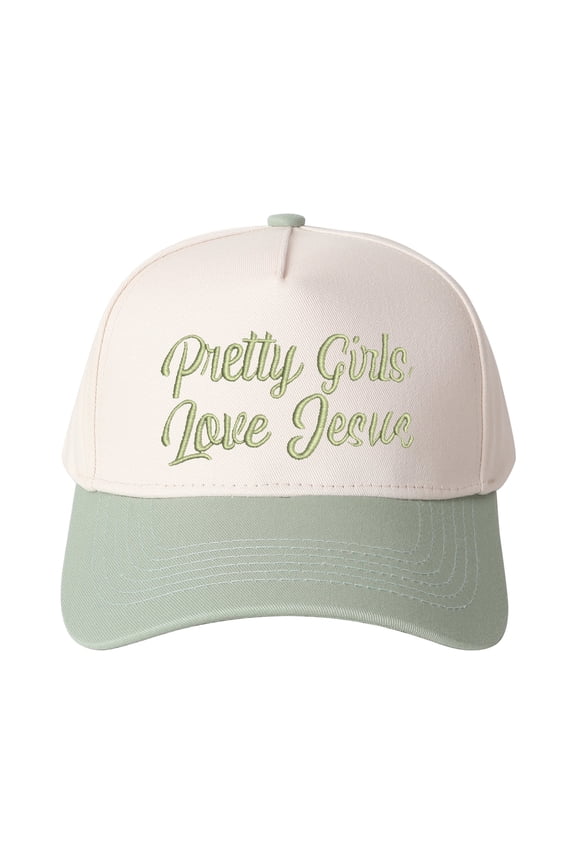 Pretty Girls Love Jesus Letter Embroidered Color Block Trucker Hat Unisex Adjustable Cotton Breathable Fashion Cap for Travel Daily Wear