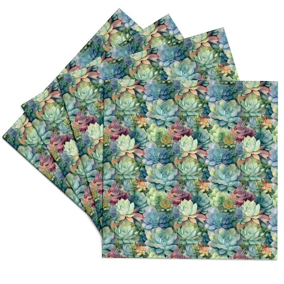 3drose, Pretty Gradient Color Cactus Flower Pattern, Set of 4 Ceramic Tile Coasters
