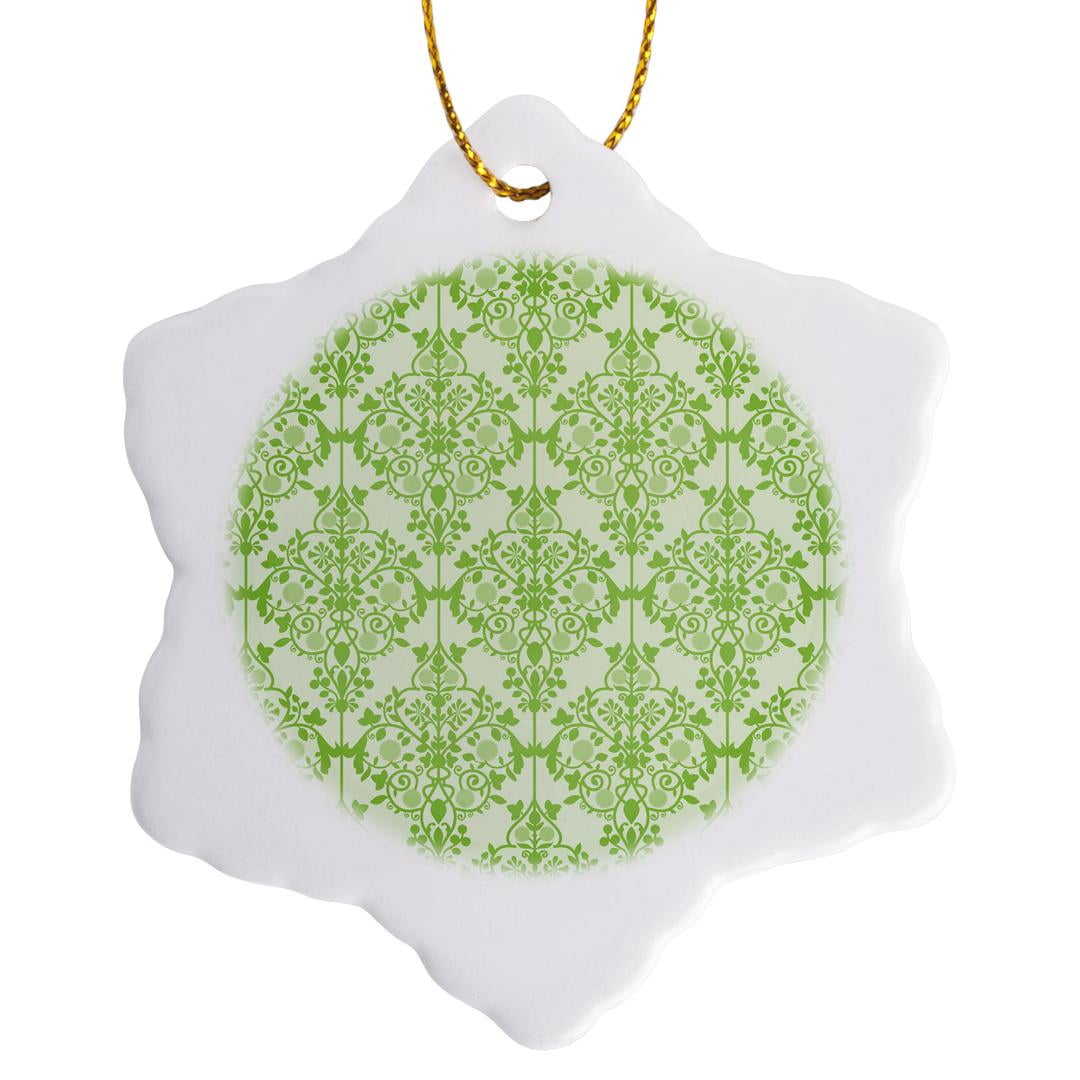 3drose, Pretty Green and White Interconnected Damask Pattern, 3 inch ...