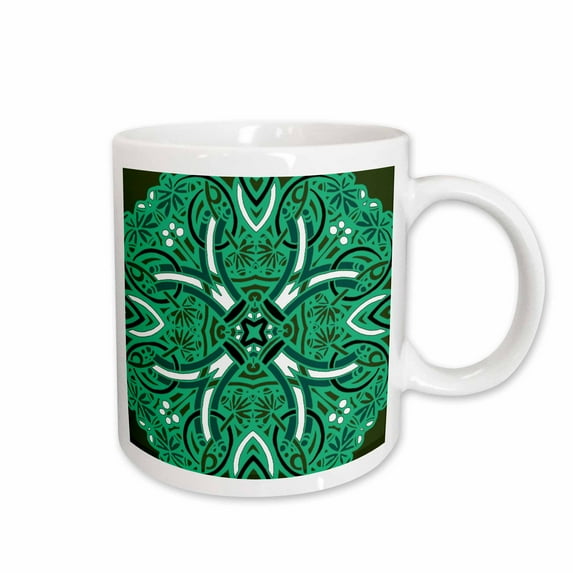 3drose, Pretty Green Lace Pattern, 11oz Mug