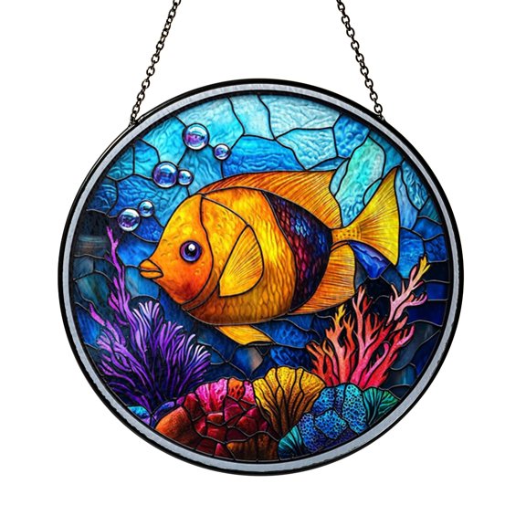 Pretty Harlequin Shrimp Suncatcher Round Circle Panel Present Glass