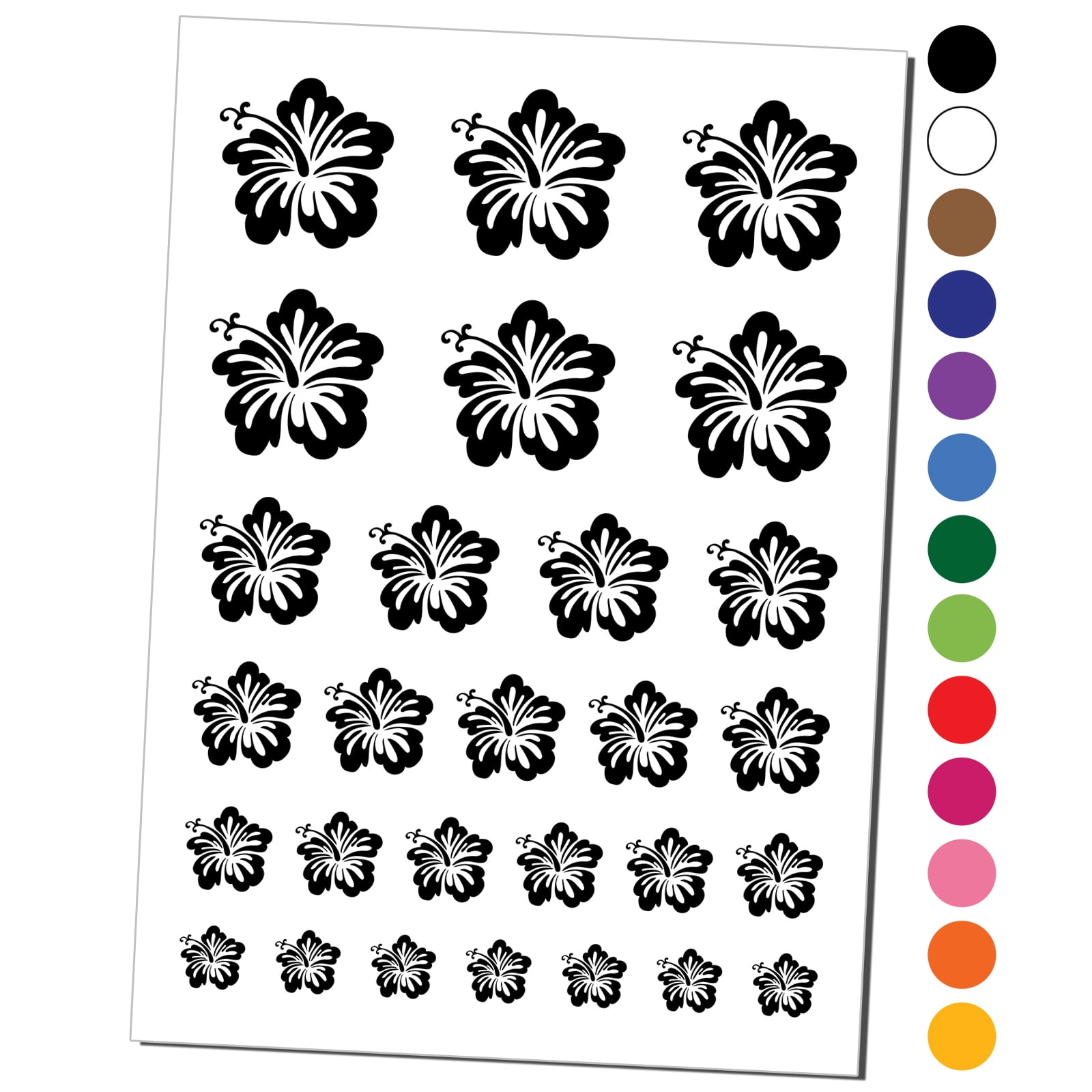 Pretty Hibiscus Flower Tropical Water Resistant Temporary Tattoo Set ...