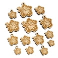 thumbnail image 1 of Pretty Hibiscus Flower Tropical Wood Mini Charms Shapes DIY Craft Jewelry - With Hole - 25mm (7pcs), 1 of 7