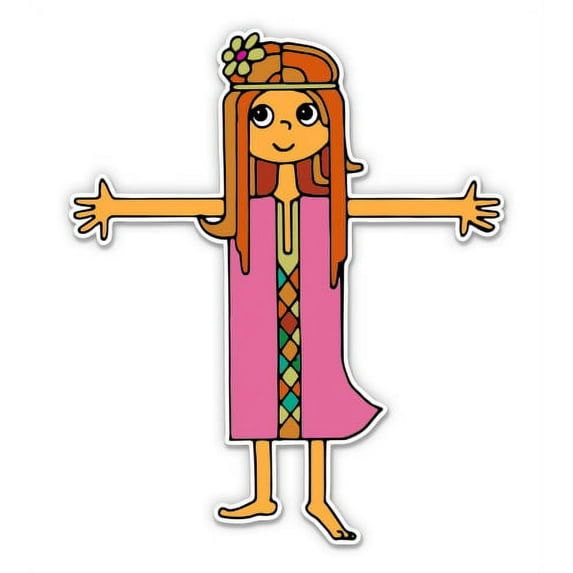 Pretty Hippie Girl - 7" Vinyl Sticker - For Car Laptop I-Pad - Waterproof Decal