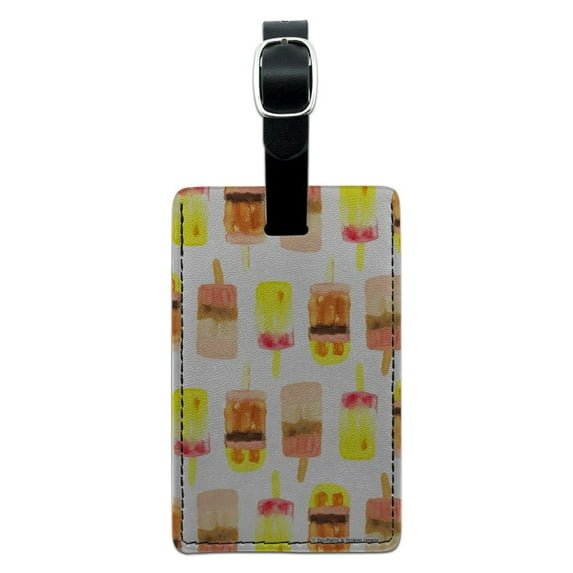 Pretty Ice Pops Rectangle Leather Luggage Card Suitcase Carry-On ID Tag
