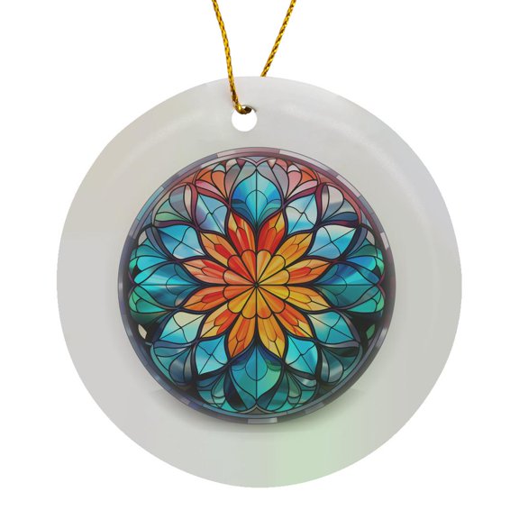 3drose, Pretty Image of Stained Glass Circle Illustration, Circle Porcelain Ornament