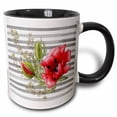 thumbnail image 1 of 3drose, Pretty Image of Watercolor Red Poppy Flower Design, 11oz Two-tone Black Mug, 1 of 6