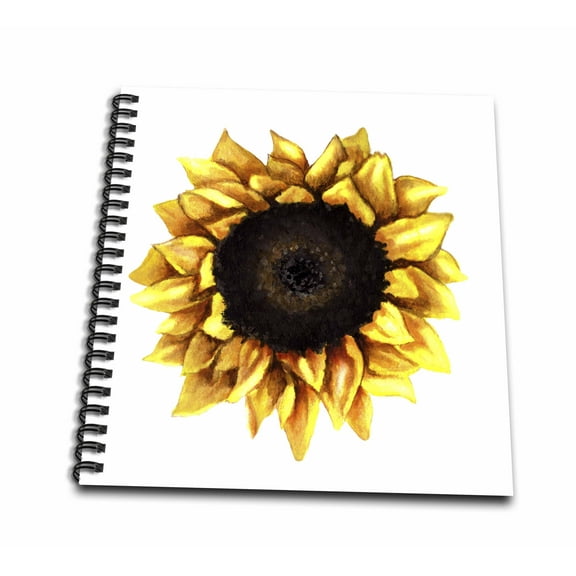 3dRose, Pretty Image of Watercolor Sunflower Illustration, Memory Book 12 x 12 inch