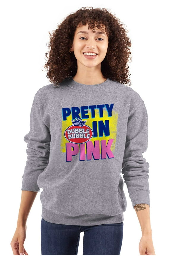 Pretty In Pink Dubble Bubble Logo Women Crewneck Sweatshirt Brisco Brands X