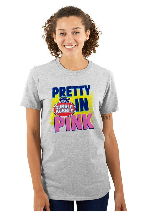 Pretty In Pink Dubble Bubble Logo Women's Graphic T Shirt Tees Brisco Brands X