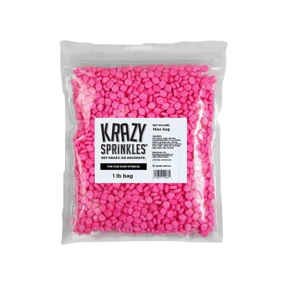 Krazy Sprinkles - Edible Pretty in Pink Shapes - Bold Cake Decoration, 1lb Bag
