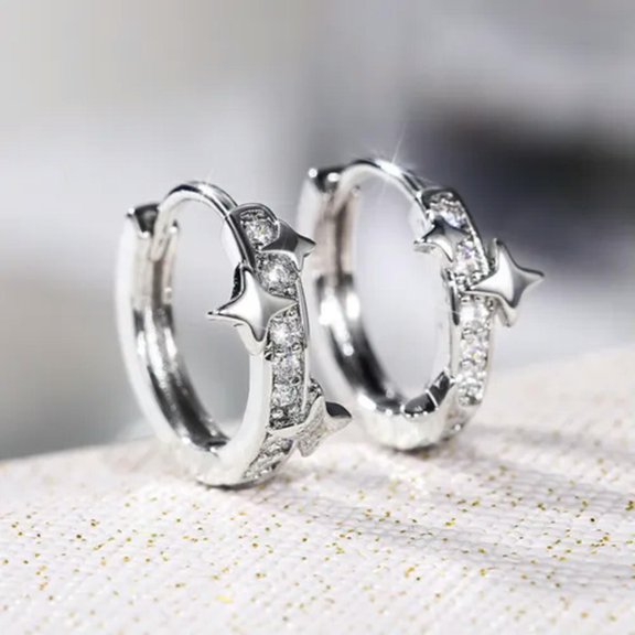 Pretty Jewelry 925 Silver Hoop Earring Women Cubic Zircon Gift A Pair