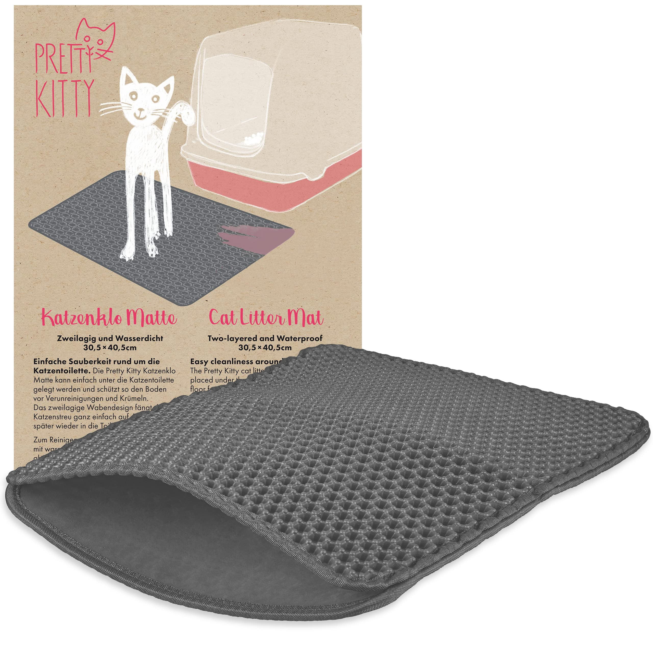 Pretty Kitty Cat Litter Mat - Small Grey Mat for 12x16in Litter Boxes - Indoor Tray Mats and Accessories