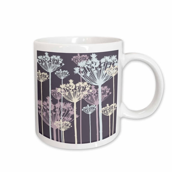3drose, Pretty Light Blue and Purple Dandelions on a Purple Background, 11oz Mug
