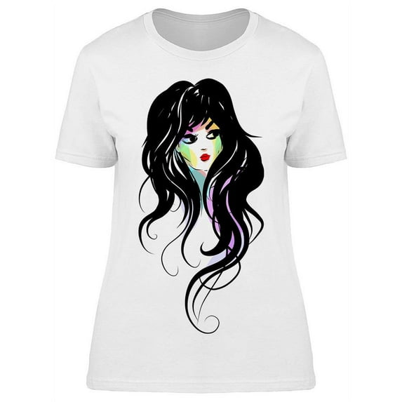 Pretty Long Haired Woman T-Shirt Women -Image by Shutterstock, Female Large