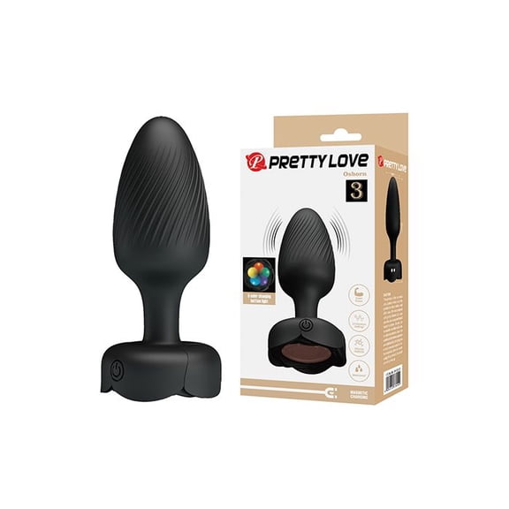 Pretty Love Osborn Medium Vibrating Anal Plug w/ RGB Bottom Light, Black