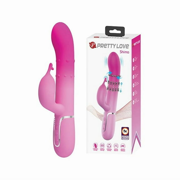 Pretty Love Shima Vertical & Horizontal Beads Rabbit Vibrator, Pink