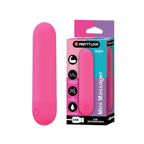 Pretty Love Stefan Mini Massager Bullet Vibrator, Hot Pink