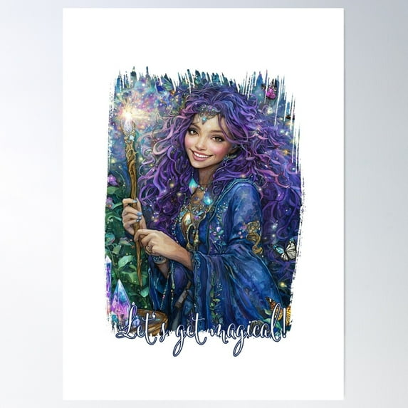 Pretty Magician With Magic Wand Poster Wall Art, Modern Wall Decor For Living Room Bedroom, 12x18 UNFRAMED