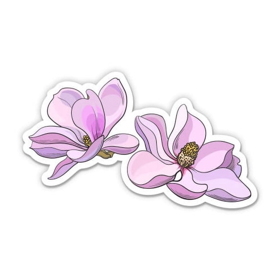 Pretty Magnolia Flowers - 5" Vinyl Sticker - For Car Laptop I-Pad - Waterproof Decal