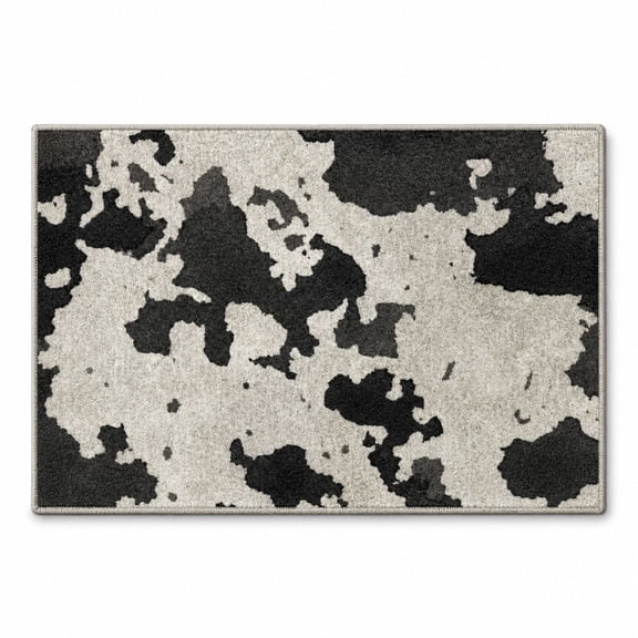 Pretty Messy Abstract Black Cream Gray Non-Slip Doormat, 15.7 x 23.6 in