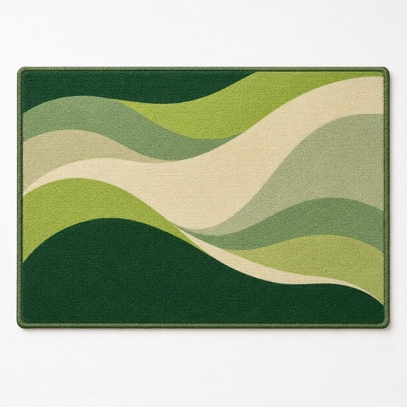 Pretty Messy Abstract Green Wave Non-Slip Doormat, 15.7 x 23.6 in