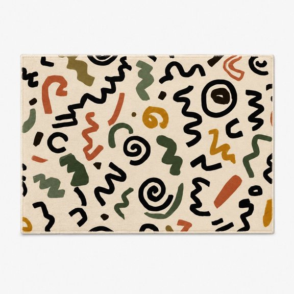 Pretty Messy Abstract Squiggle Pattern Non-Slip Doormat, 15.7 x 23.6 in