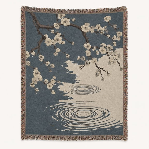 Pretty Messy Blossom Pond Ripple Woven Blanket, 100% Cotton, 60 x 50 in