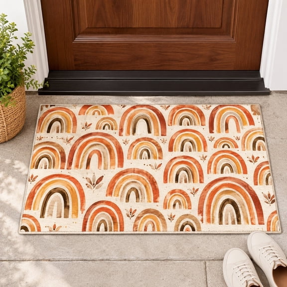 Pretty Messy Boho Rainbow Non-Slip Doormat, 15.7 x 23.6 in