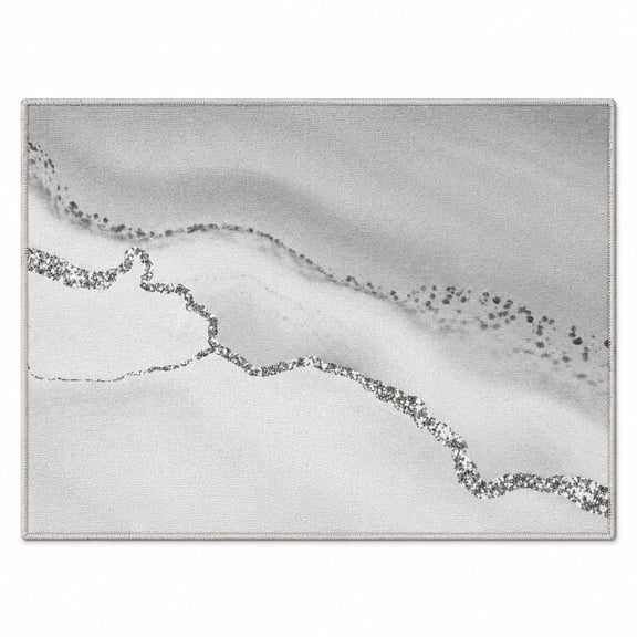 Pretty Messy Gray Marble Agate Non-Slip Doormat, 15.7 x 23.6 in