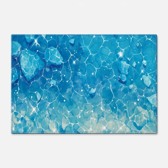 Pretty Messy Shimmering Blue Water Ripple Non-Slip Doormat, 19.7 x 31.5 in