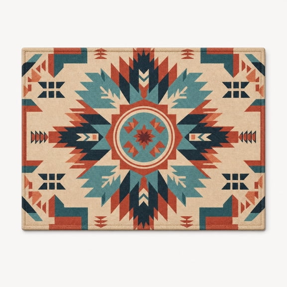 Pretty Messy Southwestern Geometric Medallion Print Doormat, 15.7 x 23.6 in