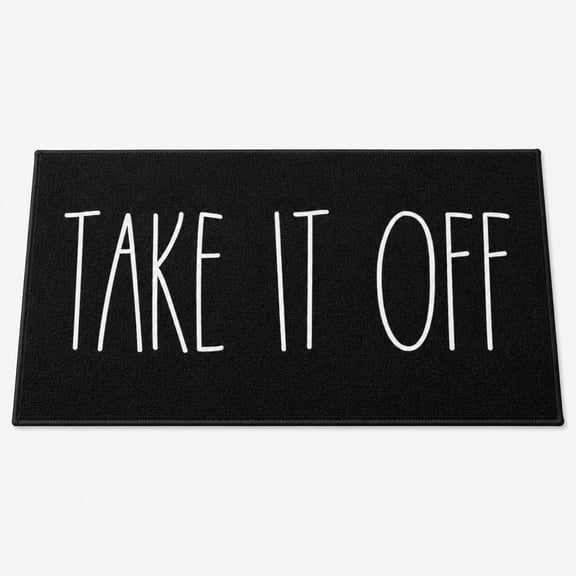 Pretty Messy Take It Off Typography Non-Slip Doormat, 15.7 x 23.6 in