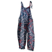 Pretty Modern Womens Jumpsuits 2024 Valentine'S Day Printed Retro Simple Suspender Pants Loose Fit Overalls
