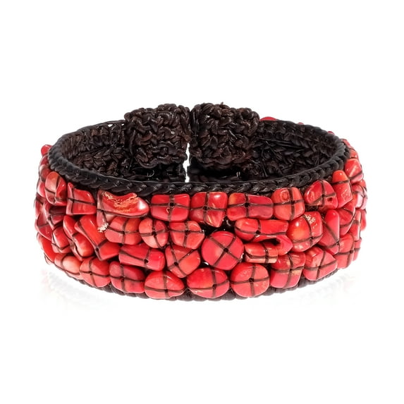 Pretty Mosaic Coral Expandable Organic Cuff-Bracelet