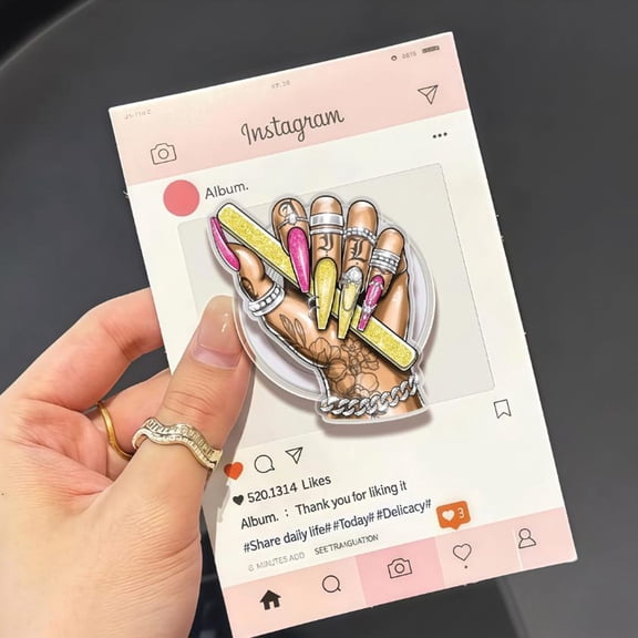 Pretty Nails with Jewelry Phone Grip: Billionaire Vibe MagSafe Pop Socket, Rich Happiness Griptok