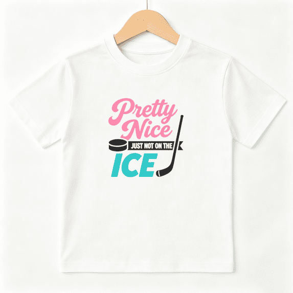 Pretty Nice Ice Hockey Boys Graphic Tee, Funny Sports Fan Stick Puck 100% Cotton Kids Short Sleeve T-Shirt